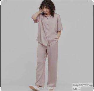 UNIQLO Women Pink Satin Pajamas (Short Sleeve)