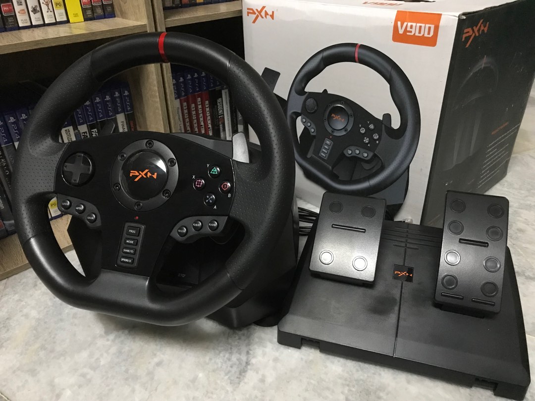 (USED)PXN V900 900 DEGREE RACING STEERING WHEEL COMPATIBLE W/PC/ PS4