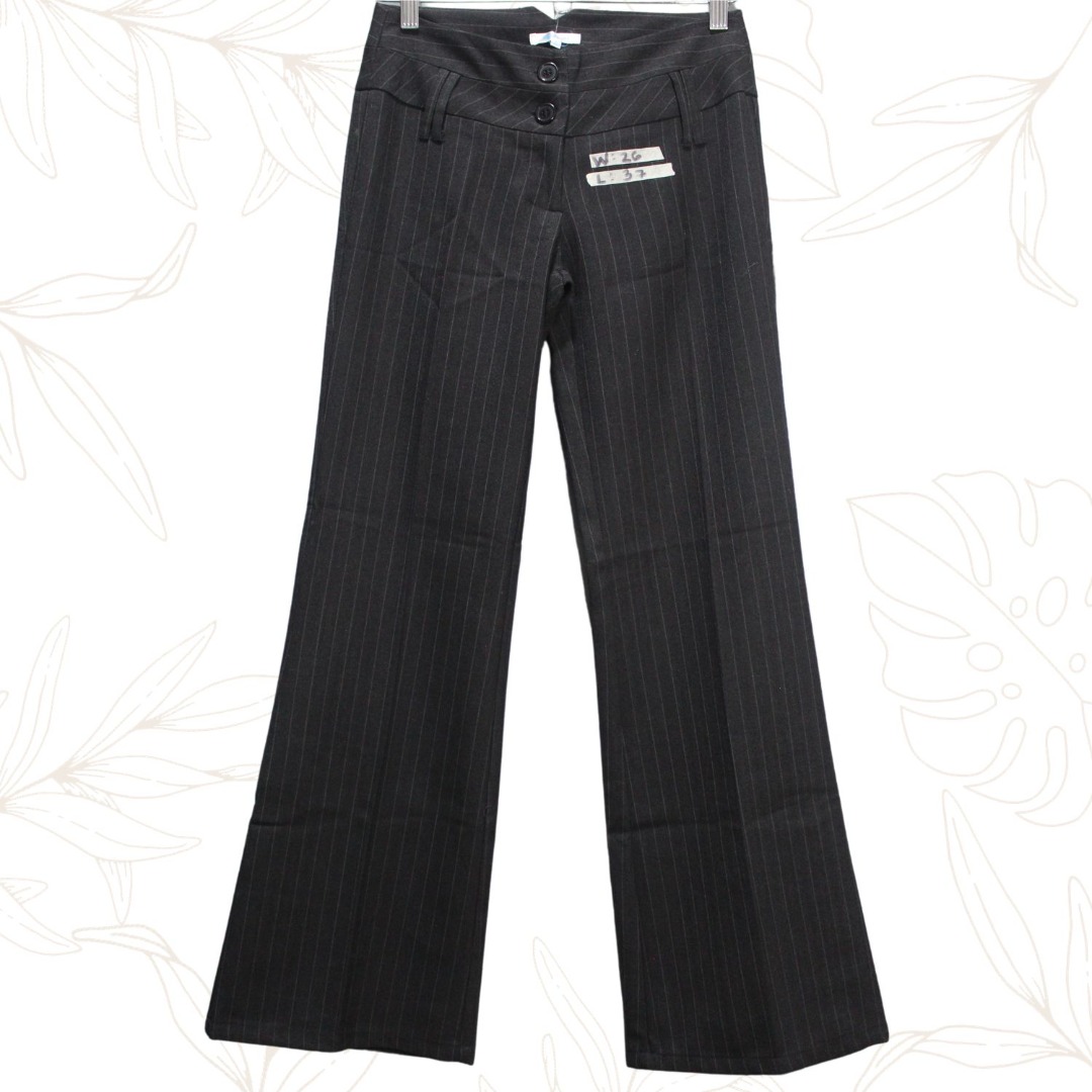W 26 VALLEY GIRL BLACK STRIPED WIDE LEG TROUSER Women s Fashion