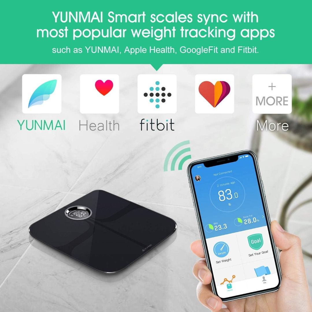 Yunmai Smart Scale S White for Weight and Body Fat with Rechargeable B