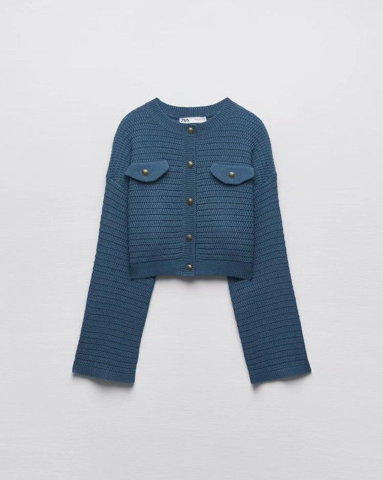 Zara crop knit cardigan outer jacket, Fesyen Wanita, Pakaian
