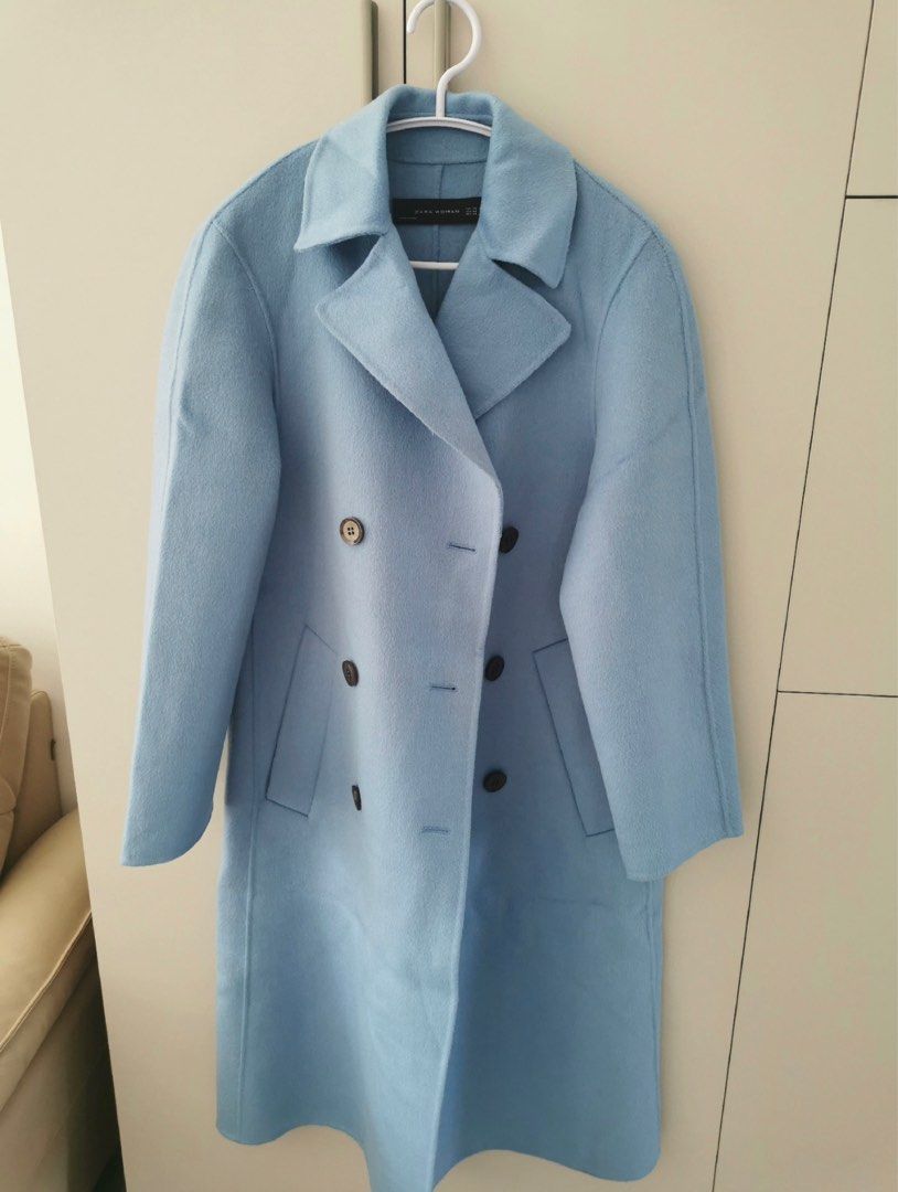 Light blue wool coat zara store