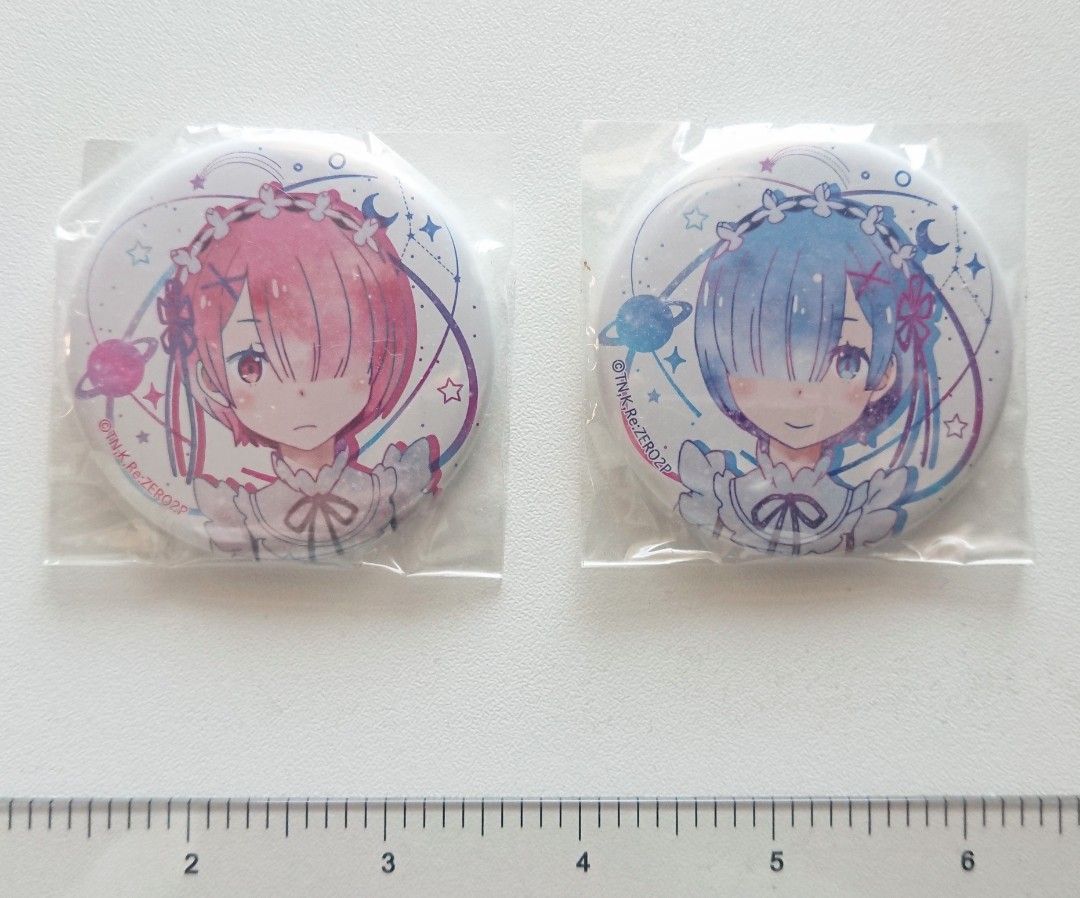 2 Pin Badge set Ram and Rem Official Re Zero merchandise. available