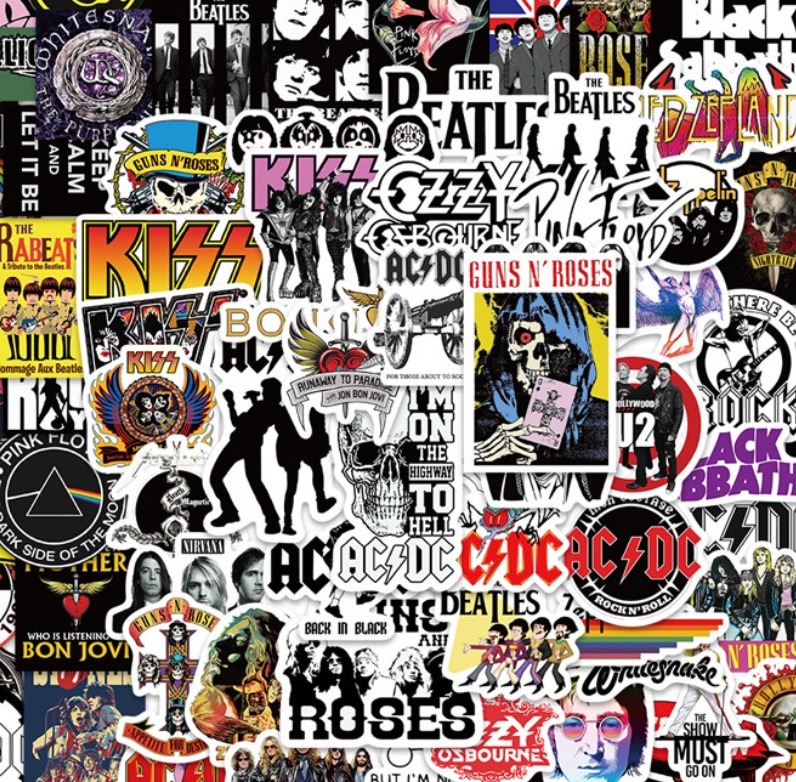 USA saler 100PCS Rock band sticker Rock and Roll Music Sticker Vinyl  Waterproof