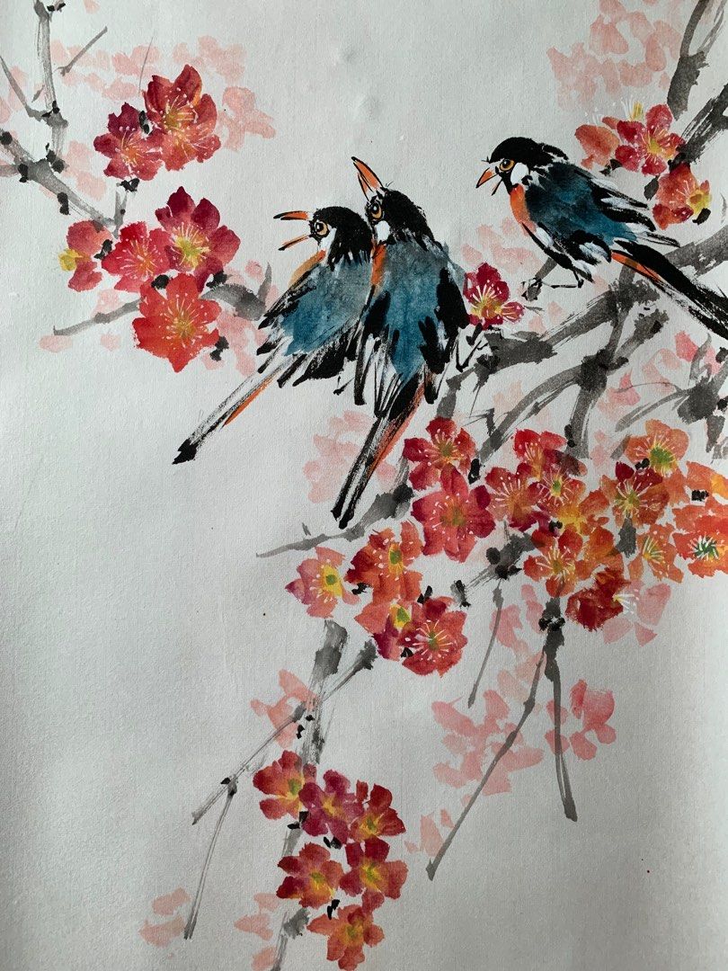 【新品未開封・送料無料】 水墨畫- 花鳥圖(2310213064), 興趣及遊戲, 手作＆自家設計, 文具 絵画/タペストリー
