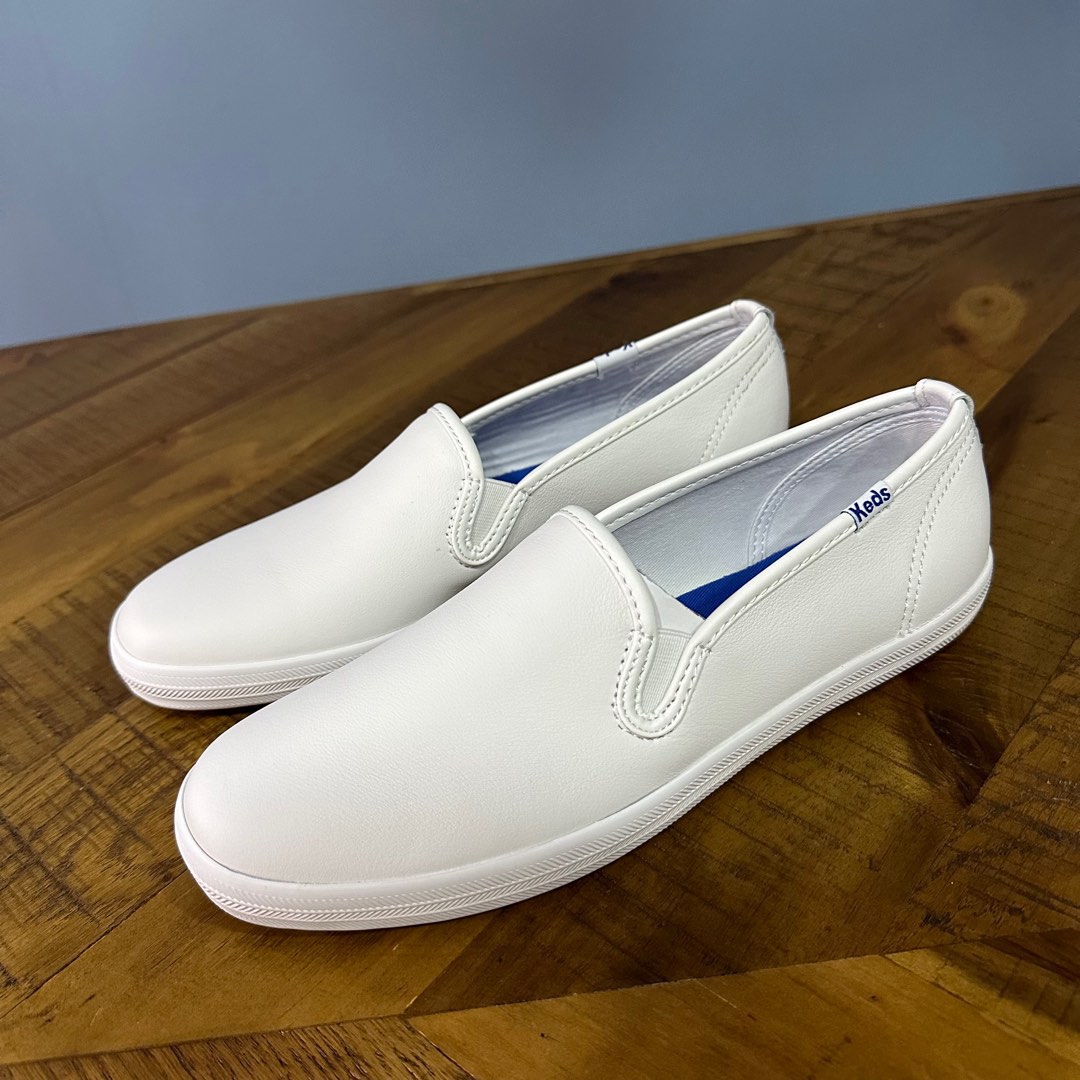 Keds white deals slip on