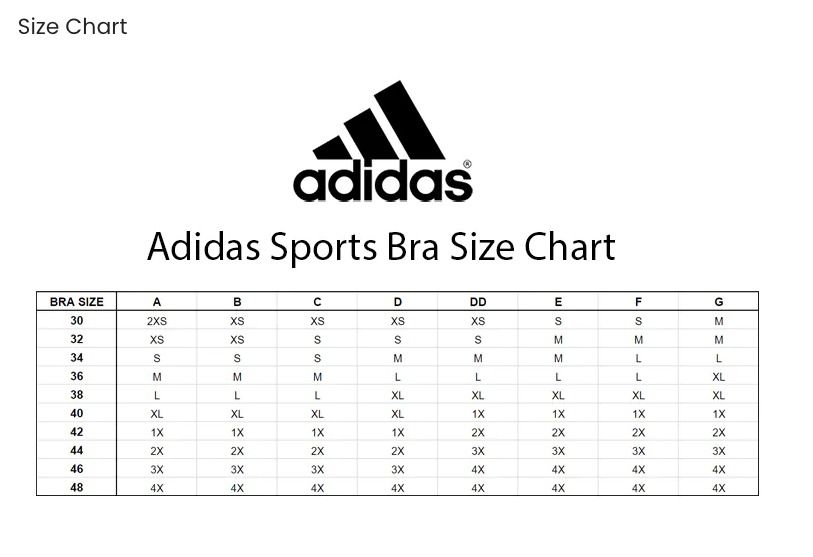 Adidas sports bra size chart us hotsell