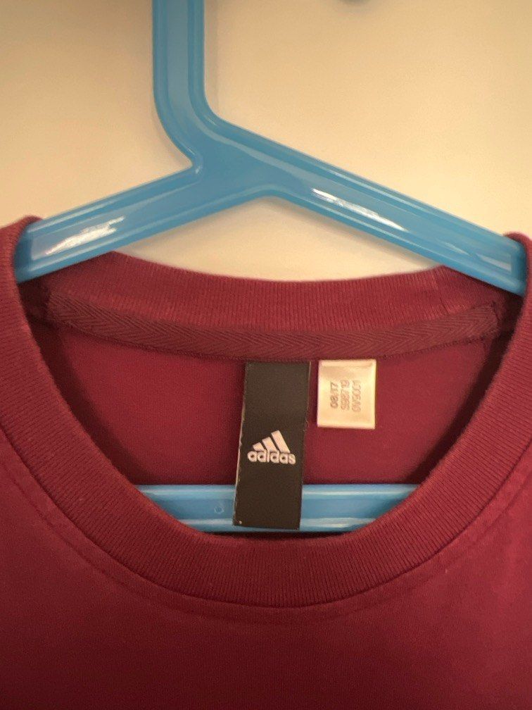 Adidas Essentials Men s Short Sleeved Cotton T Shirt Maroon