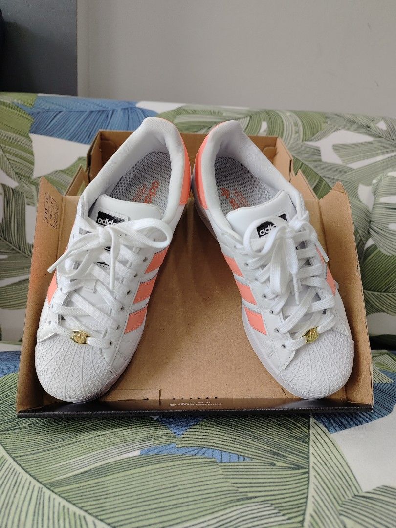 Adidas superstar white peach sale