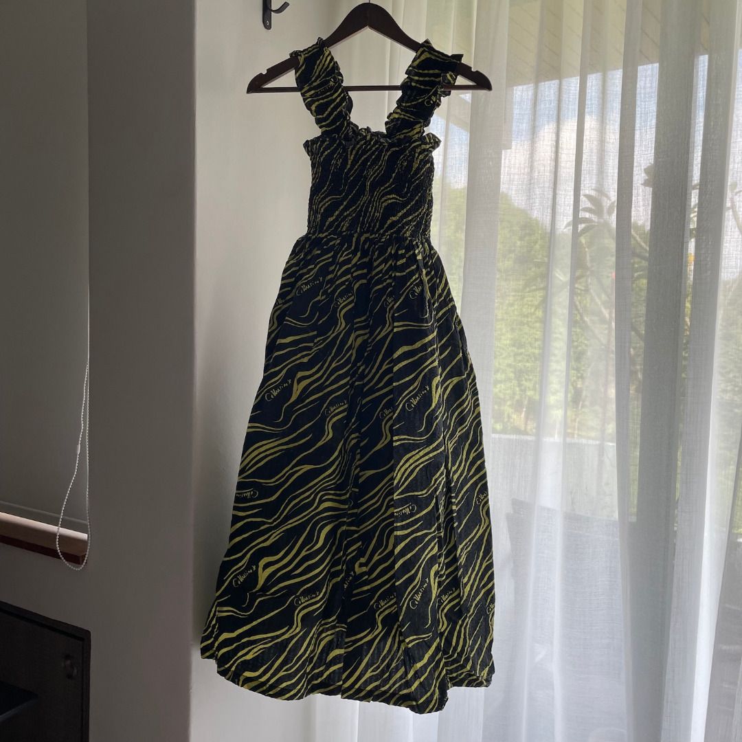 ASOS COLLUSION zebra print midi dress in black and yellow