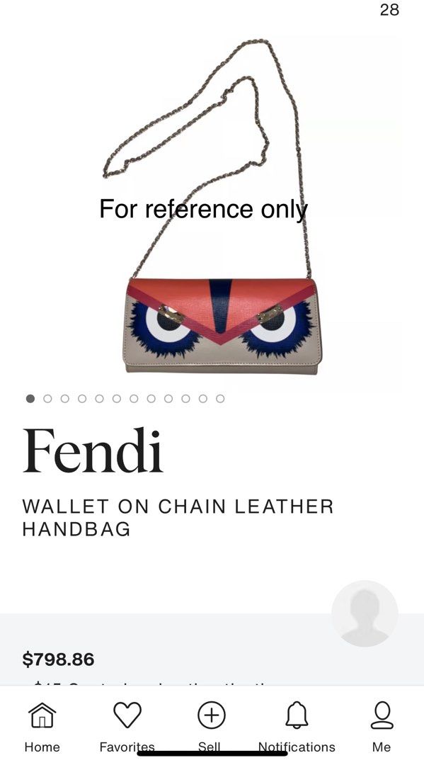 Authentic Fendi Monster wallet on chain (Category: Luxury Bags & Wallets) located in Manila. Submitted by authentic.holdalls_88 (Listing ID 1261197083, Image 2). Description: Guaranteed authentic. Rarely used and comes with dust bag. .