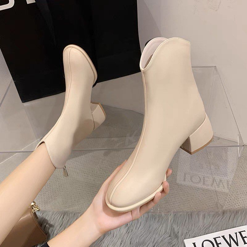 Beige Nude colour high heels boots Women s Fashion Footwear