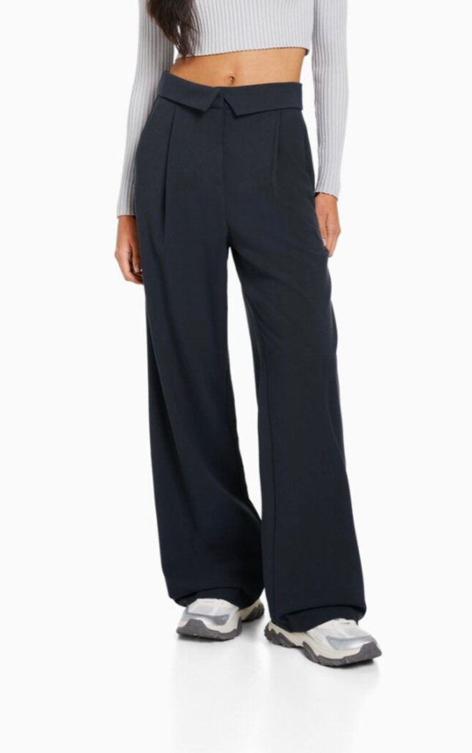 Bershka reverse waistband tailored trouser in black | ASOS | Tailored pants  outfit, Tailored pants, Leggings are not pants