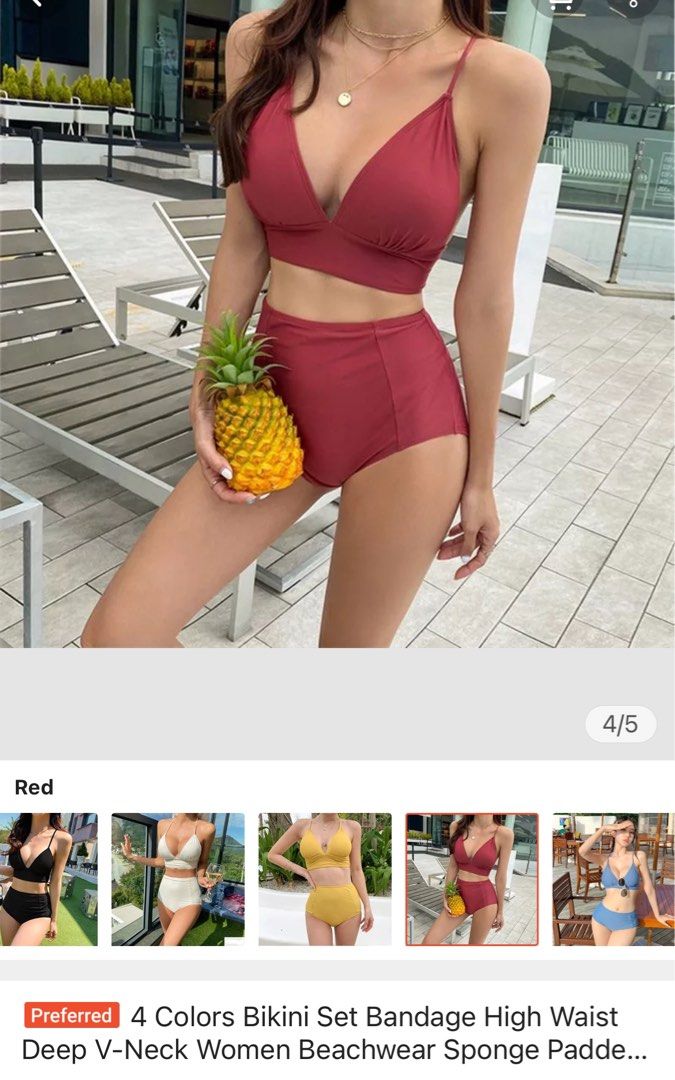 Maroon high sale waisted bikini