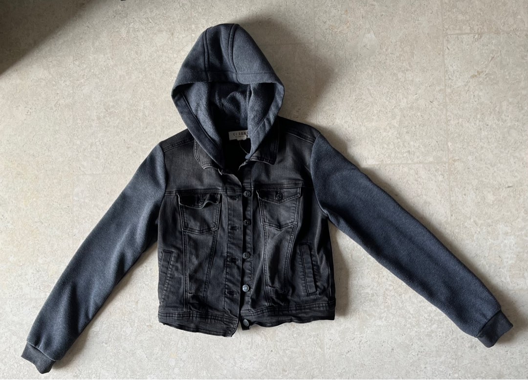 Black denim jacket Women s Fashion Coats Jackets and Outerwear