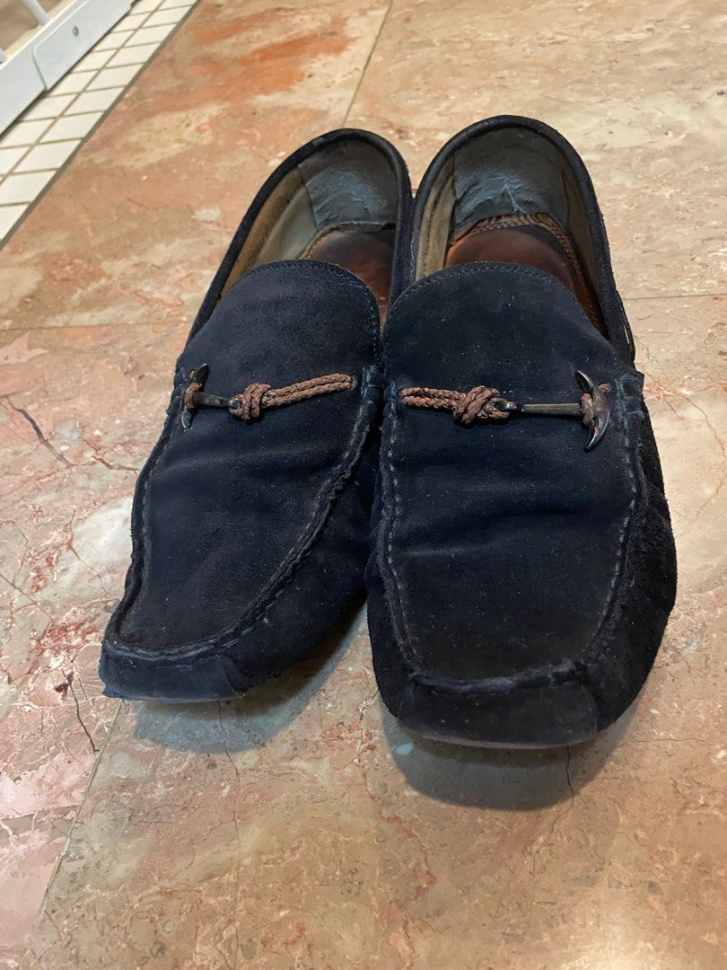 Mens black suede loafer shoes hot sale