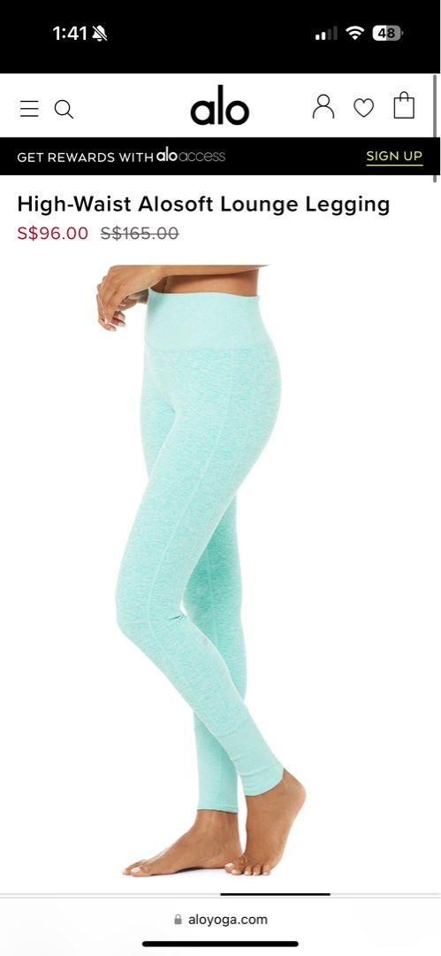 Alo Yoga XXS Alosoft Lounge Legging - Blue Quartz Heather - Yoga