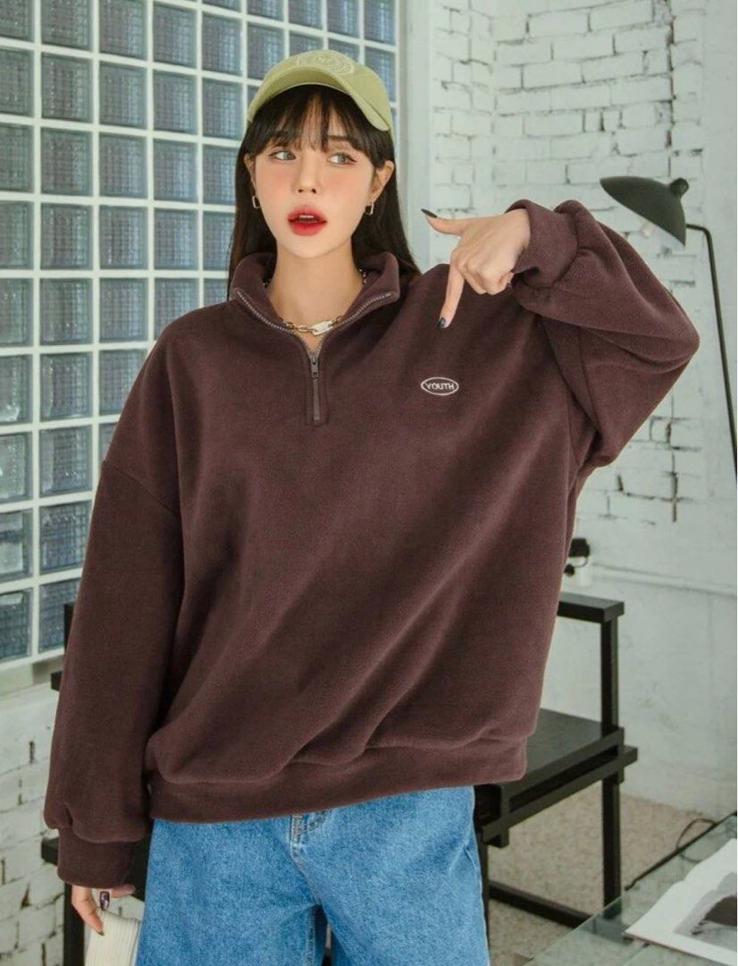 Furry half zip cheap