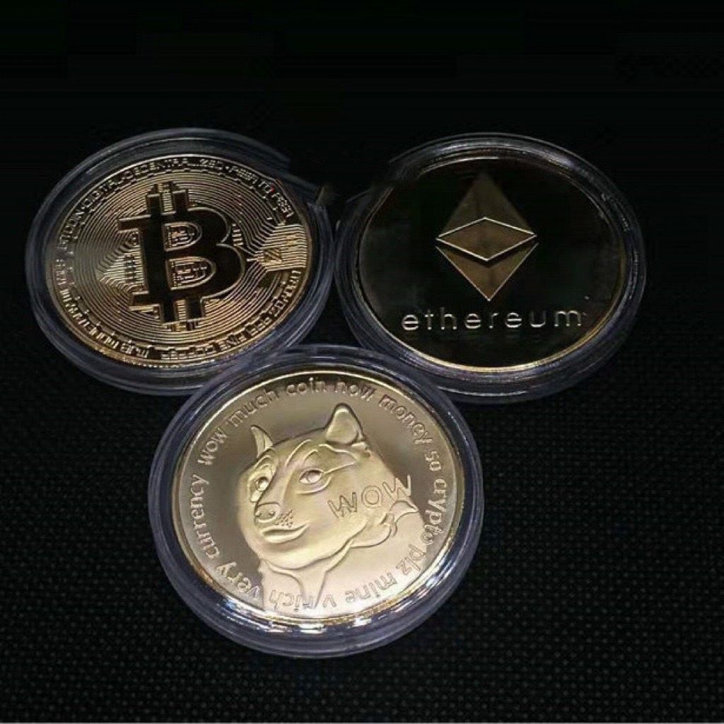 Hard Crypto Currency BTC Bitcoin DOGE Dogecoin ETH Ethereum , 興趣及遊戲,  收藏品及紀念品, 錢幣- Carousell