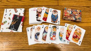 Bundle of Russian Dolls theme earrings and playing cards