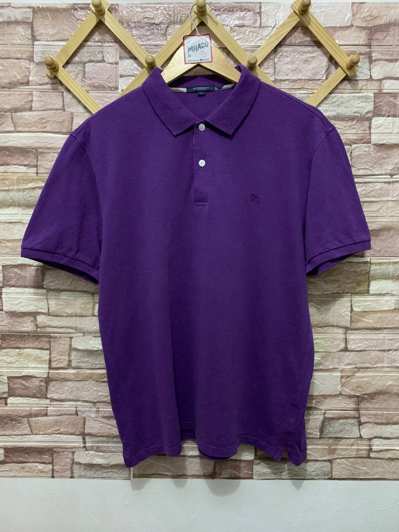 Burberry polo shirt mens purple sales