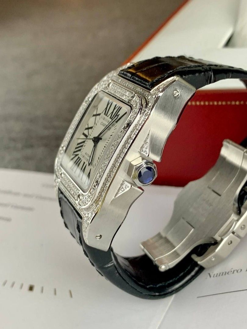 Cartier Santos 100 M Diamond Women s Fashion Watches