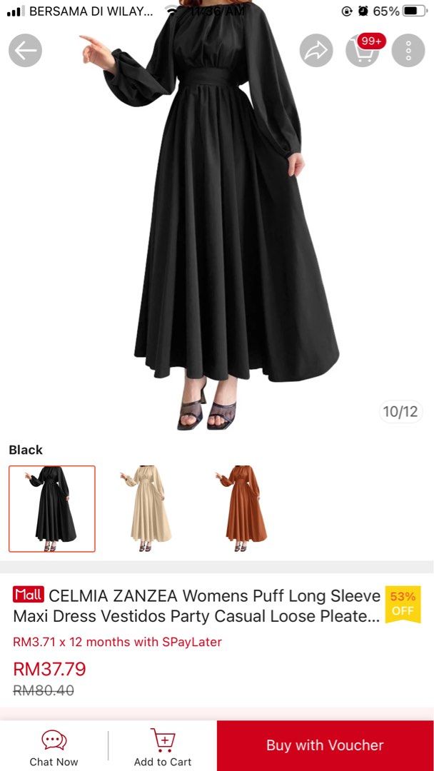 CELMIA ZANZEA Womens Puff Long Sleeve Maxi Dress Vestidos Party