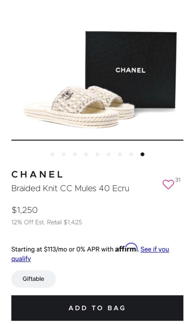 Chanel Black Braided Knit Tweed Logo Sandals Slides Mules