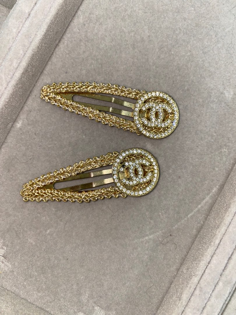 CHANEL logo hair clips, Women's Fashion, Watches & Accessories, Hair Accessories on Carousell