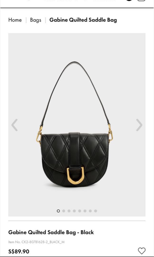 Charles Keith Medium Gabine Quilted Saddle Bag in Black Women s