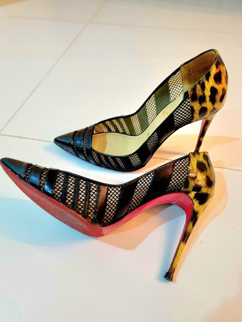 Leopard christian louboutin heels hot sale