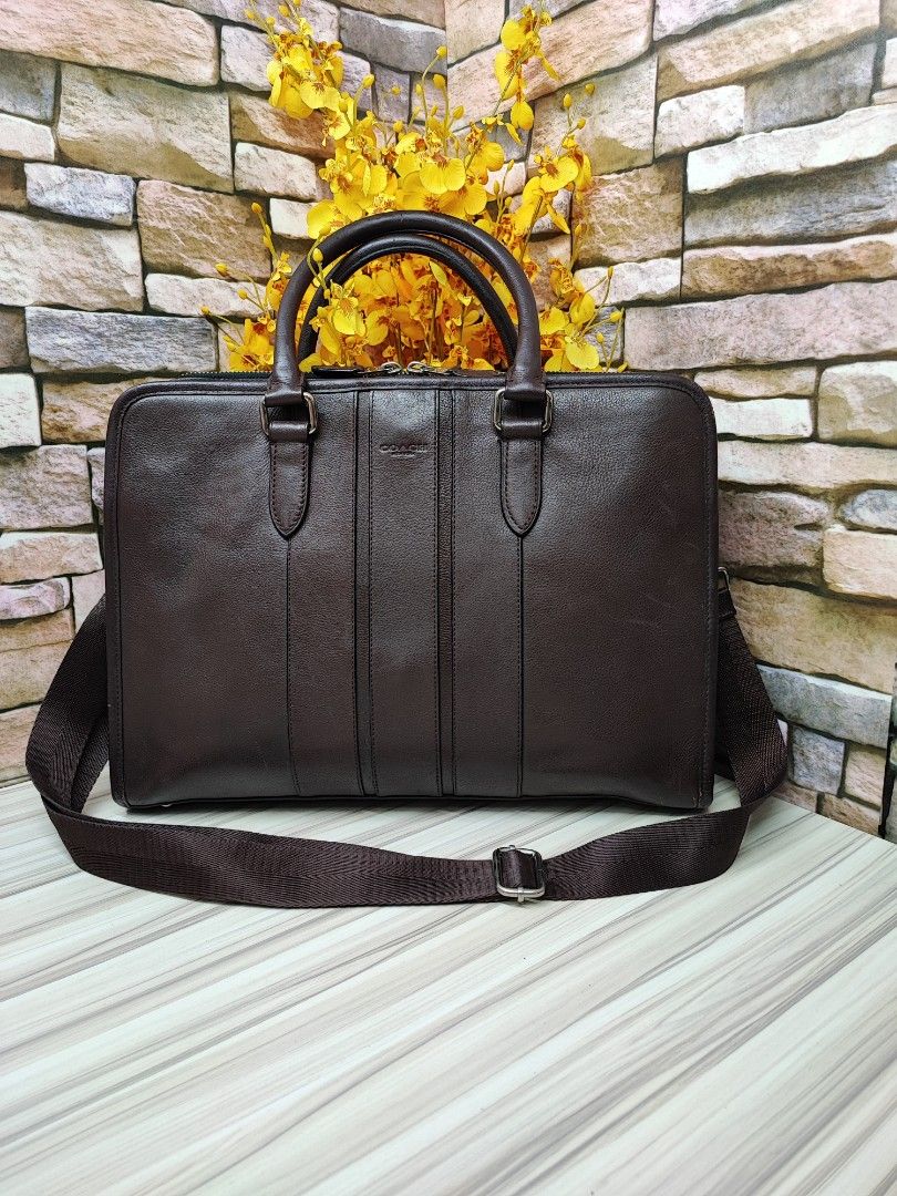 NEW COACH F72309 Bond Briefcase Smooth Leather Brown Laptop Bag