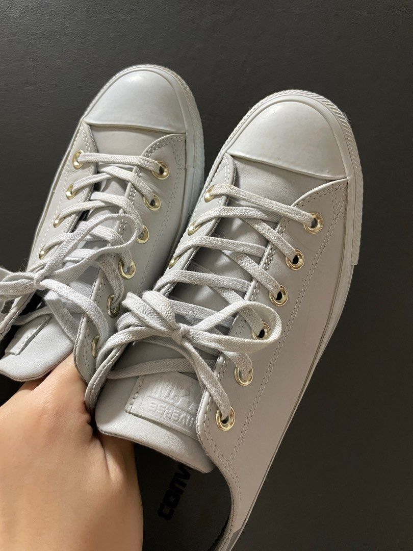 Converse Chuck Taylor Ox Sneakers Grey Leather Men s Fashion