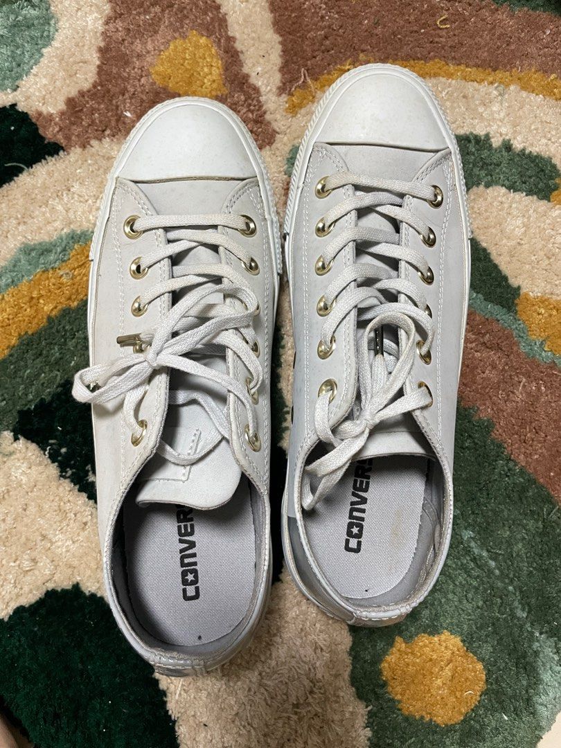 All grey leather converse best sale