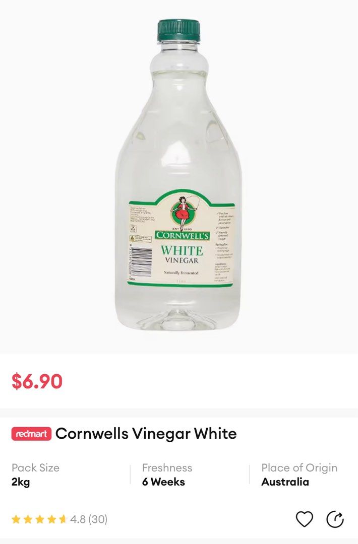 Cornwells white vinegar, Food & Drinks, Other Food & Drinks on Carousell