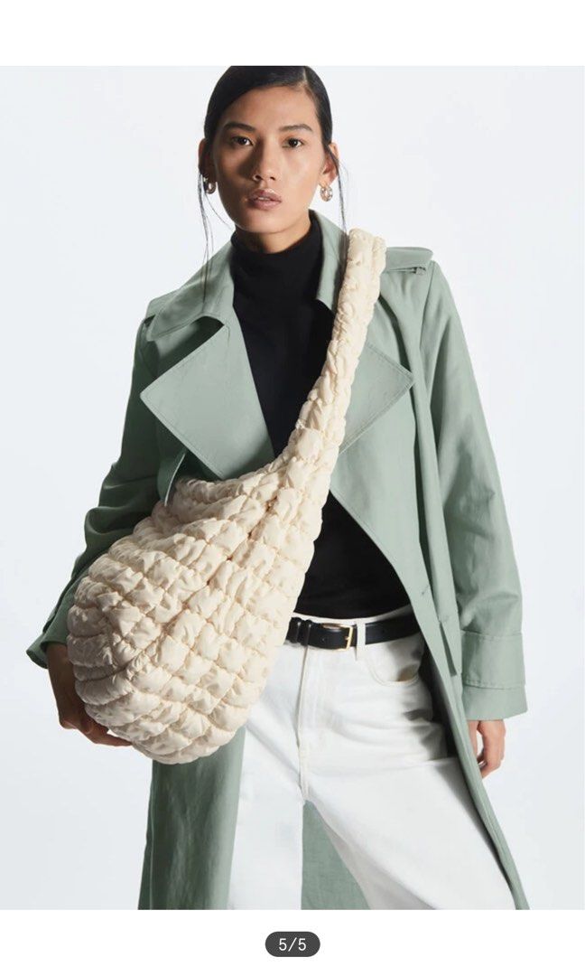 COS Quilted Oversized Shoulder Bag Off White