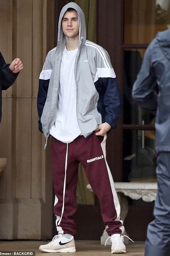 Essentials Fog Side Stripe Sweatpants Burgundy Justin Bieber, 男裝