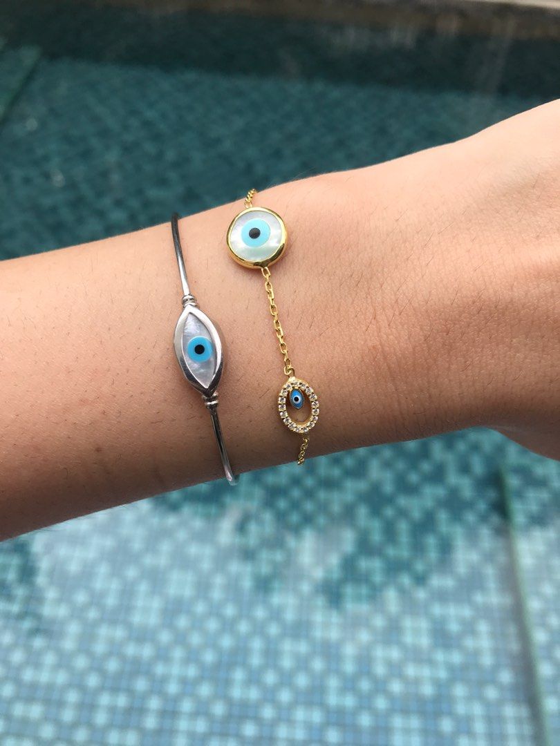 Gold plated evil eye sale bracelet