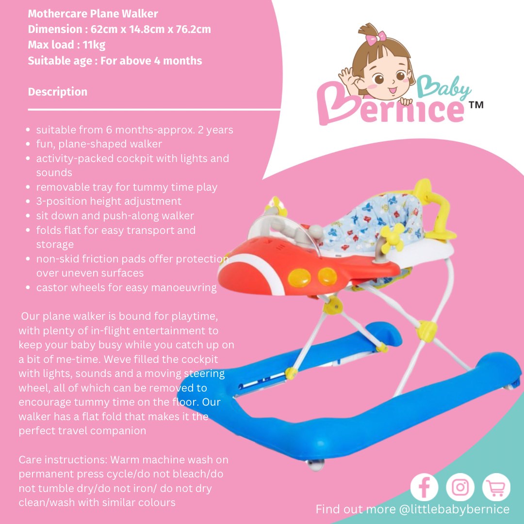 FREE DELIVERY MOTHERCARE PLANE WALKER Babies Kids Infant