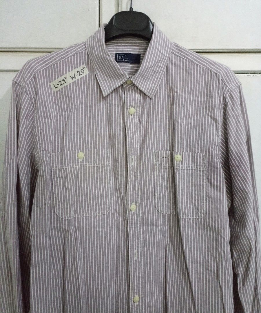 Gap striped longsleeve polo men (Category: Formal Shirts) located in Quezon City. Submitted by 511flips (Listing ID 1261201846, Image 3). Description: pm for more info original from gap excellent condition 9/10 color rate no issues minor signs of usage mens size medium (see last pic for measurements) lumina mall imus cavite meetup.