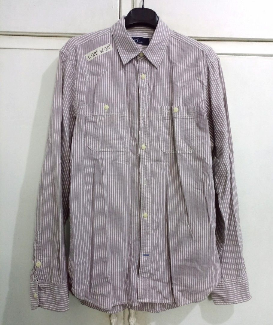 Gap striped longsleeve polo men (Category: Formal Shirts) located in Quezon City. Submitted by 511flips (Listing ID 1261201846, Image 1). Description: pm for more info original from gap excellent condition 9/10 color rate no issues minor signs of usage mens size medium (see last pic for measurements) lumina mall imus cavite meetup.