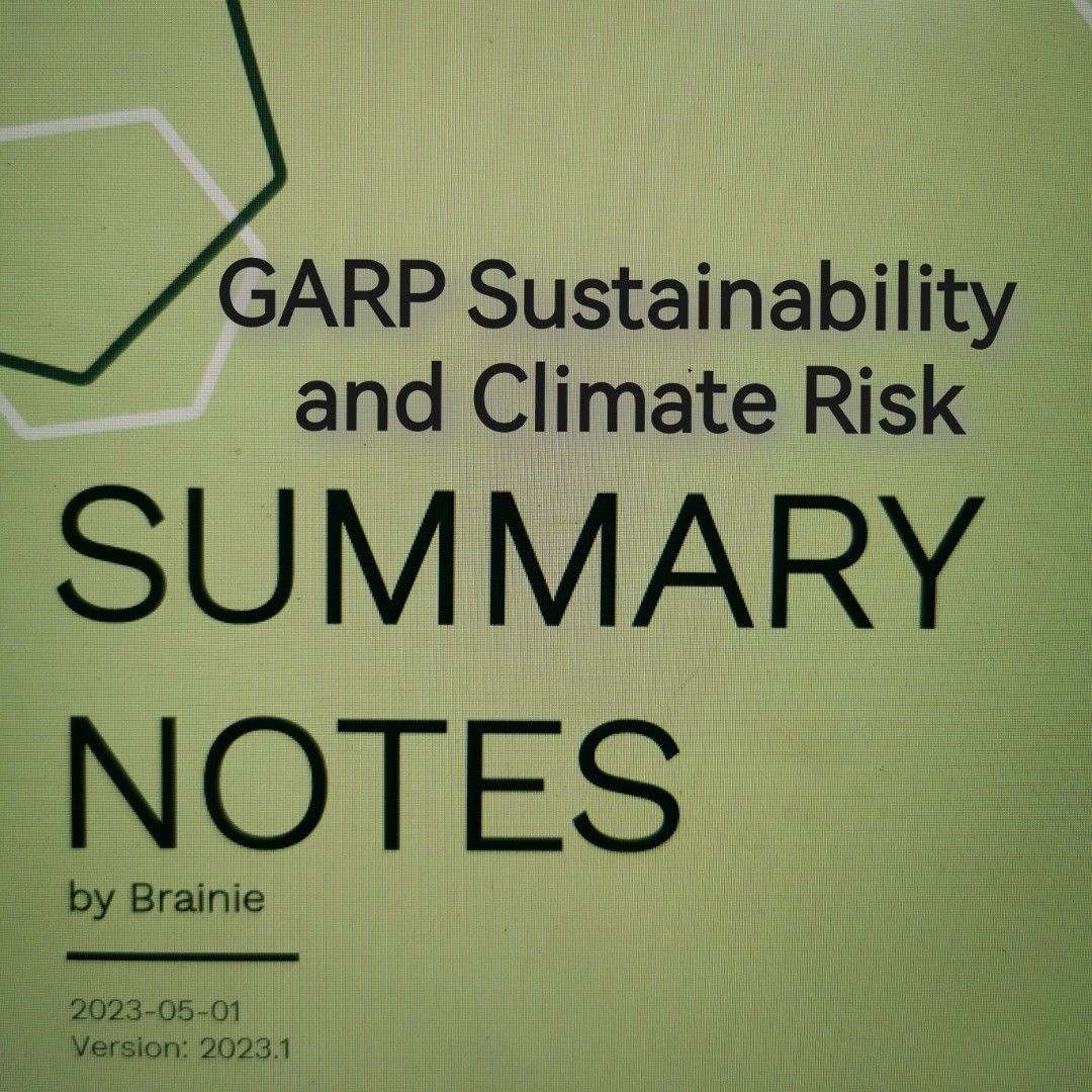GARP SCR Sustainability and Climate Risk Summary Notes Hobbies Toys