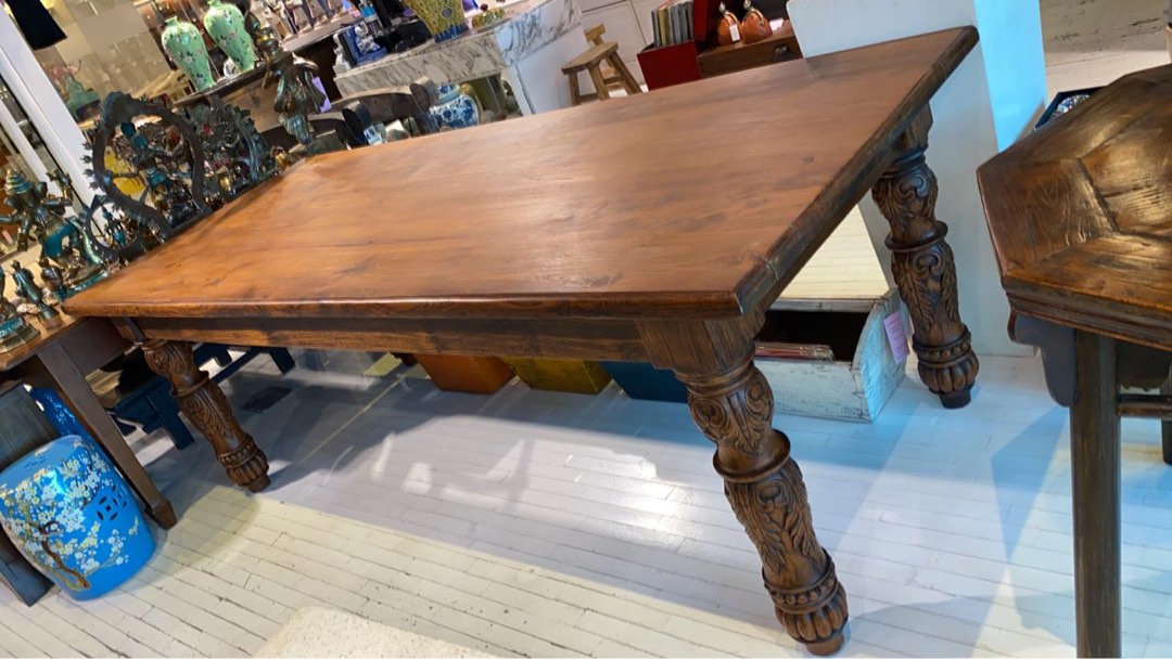 Burmese Golden Teak Wood Dining Table, Furniture & Home Living