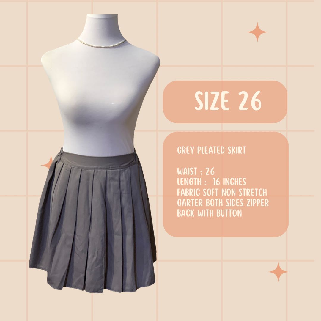 GREY PLEATED KOREAN SKIRT, Women's Fashion, Bottoms, Skirts on Carousell