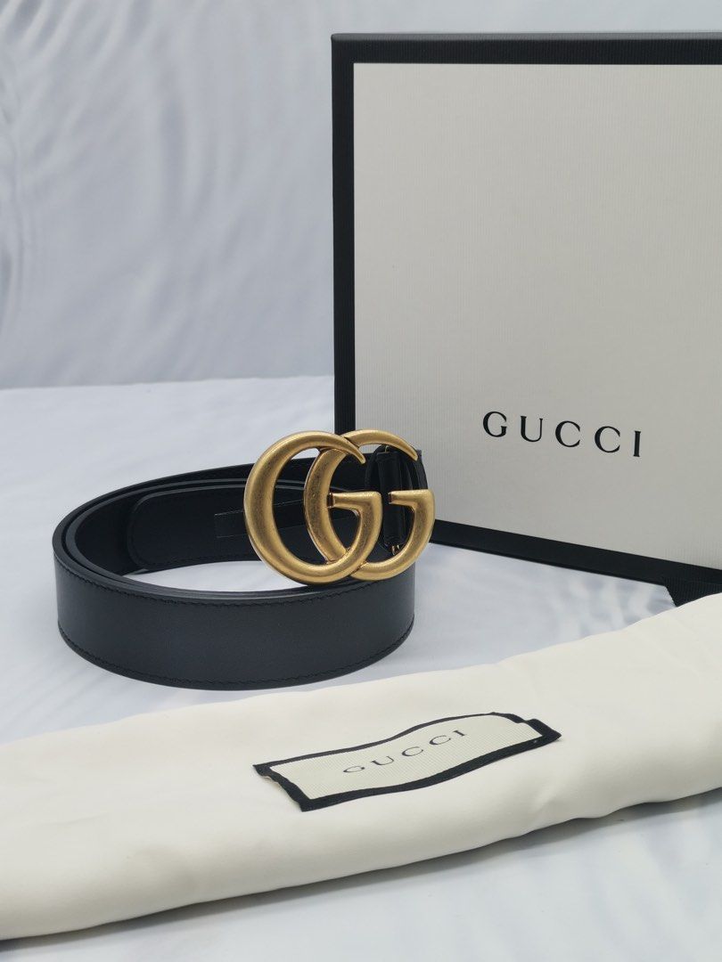 GUCCI GG MARMONT GOLD HARDWARE LEATHER BELT SIZE 80 32 FULL SET