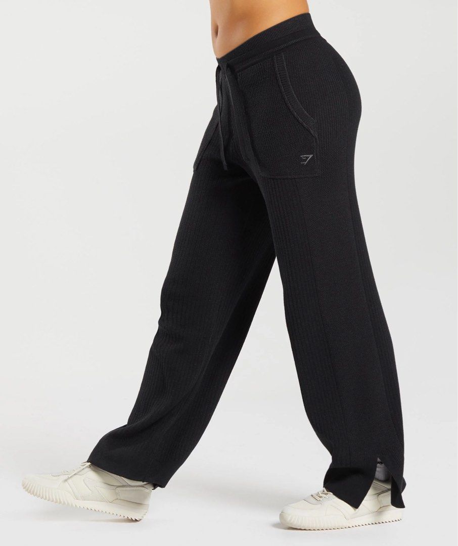 Gymshark Women Sweatpants Medium Solid Gray Straight Leg Drawstring Zip  Pockets