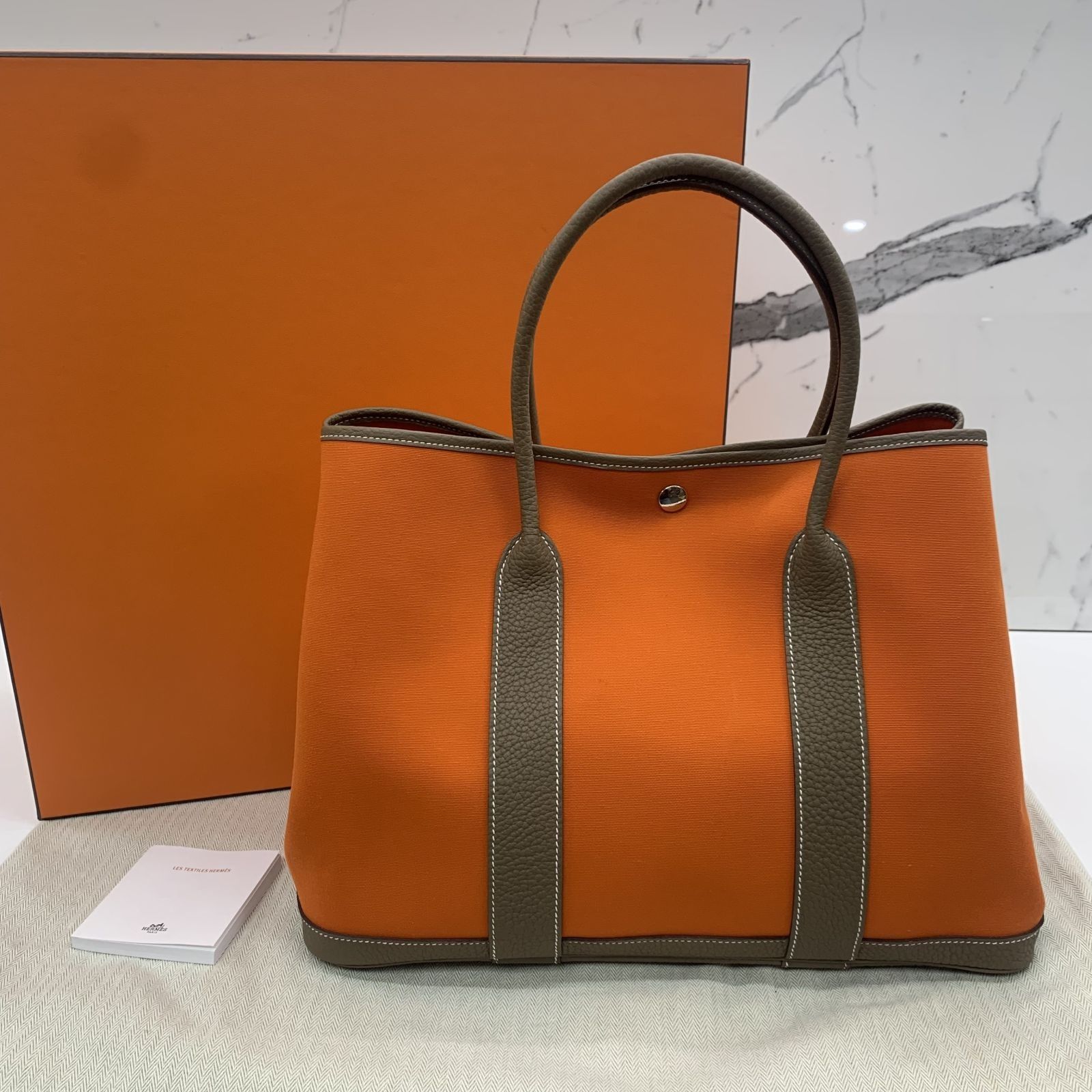 Hermes Garden Party 36cm Orange Color Togo P Stamp Document