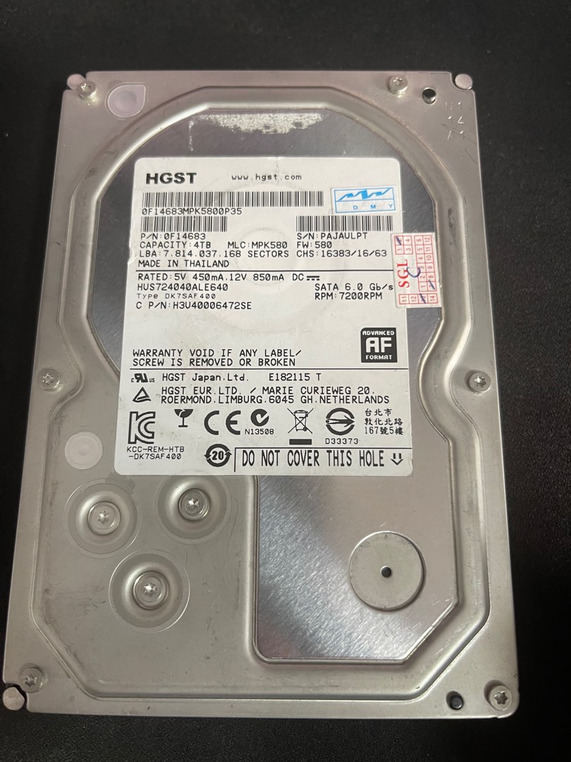 HGST HDD, Computers & Tech, Parts & Accessories, Hard Disks ...