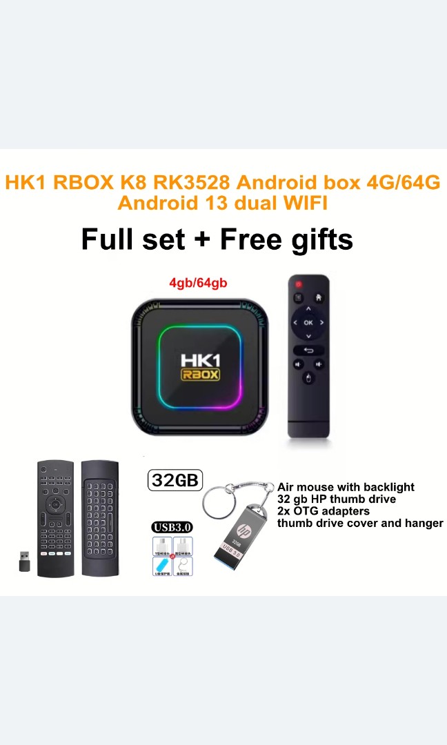 HK1 RBOX K8 RK3528 Smart TV Box Android 13 4G 128GB 64GB 32G 8K