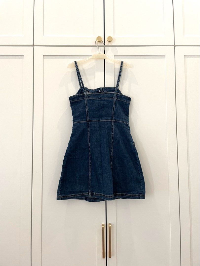 H&m short denim dress discount